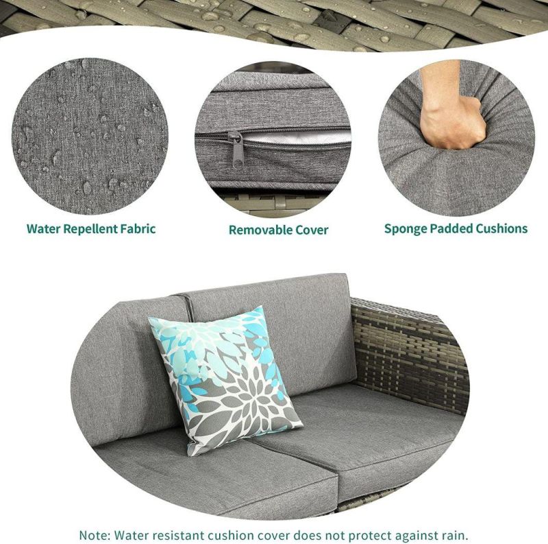 7 Pieces with 6 Chairs and 1 Coffee Table, Outdoor Furniture Sets, Garden Wicker Sofa