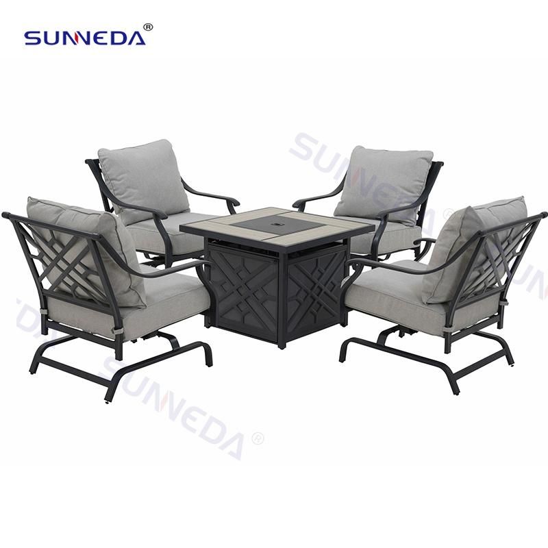 Italian-Style Table Set with Aluminum Frame Stacked Structure Chair