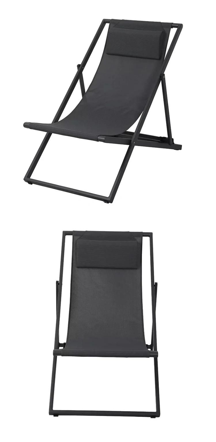 Outdoor Portable Lounger Deck Chair Adjustable Folding Aluminum Beach Chair for The Pool