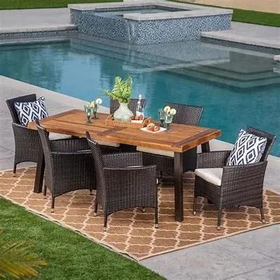 Outdoor Garden Leisure Rattan 6 Chair &amp; 1 Table Dining Chair Table Furniture