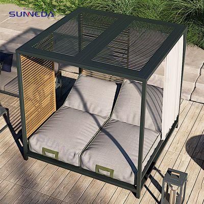 2021 Luxurious Design Wicker Outdoor Double Daybed with Canopy