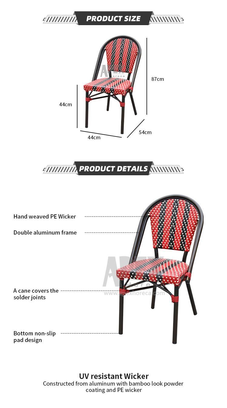 Wholesale Stackable Bamboo Look Wicker Restaurant Cafe Chair