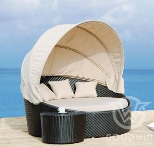 Wove Rattan Outdoor Furniture Circular Lying Daybed with Tent