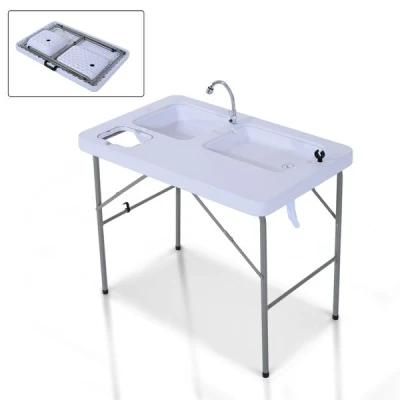 Folding Portable Fish Leisure Table with Sink Faucet