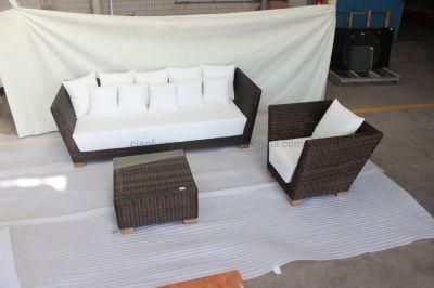 Leisure Comfortable Rattan Sofa Set Outdoor Furniture with Teakwood Leg