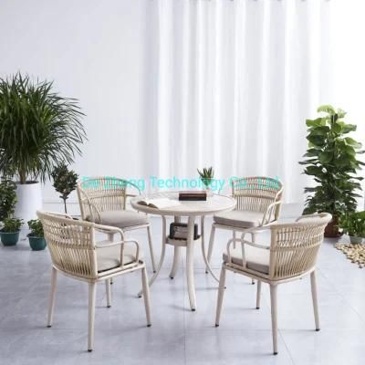 Factory Price High Quality Garden Multi Purpose Rope Arm Aluminum Frame Dining Chair Outdoor Garden