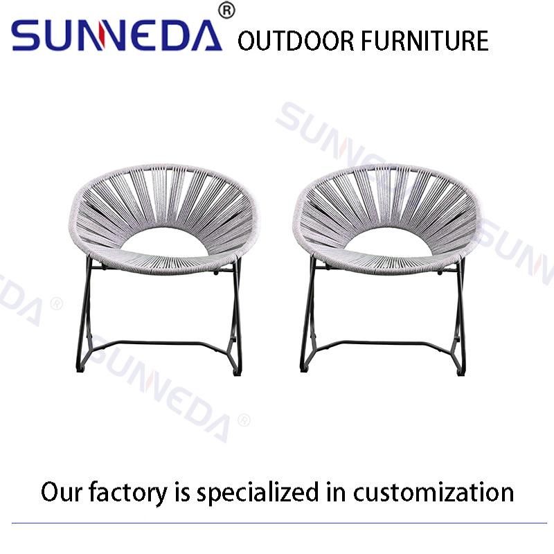 Modern Outdoor Armchair All-Weather Rope Weaving Chair Patio Garden Rope Chair