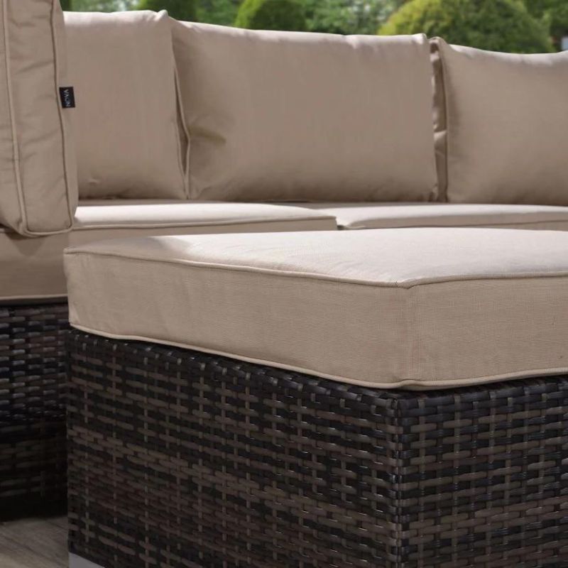 New Lay Down Patio Rattan Sofa Corner Sofa Fire Pit Inside Table