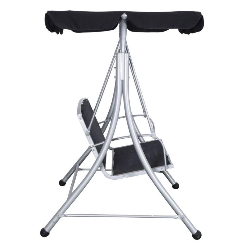 3 Seat Metal Frame Outdoor Patio Garden Swing Chair with Canopy Stand Alone