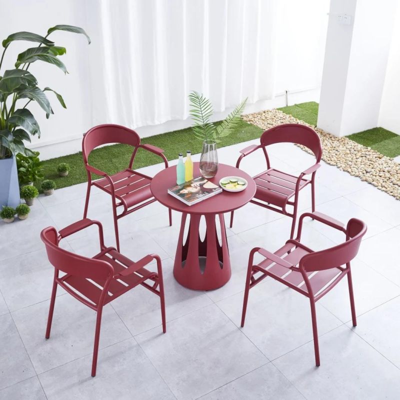 2021 New Design Aluminum Frame Stacking Metal Dining Armchair