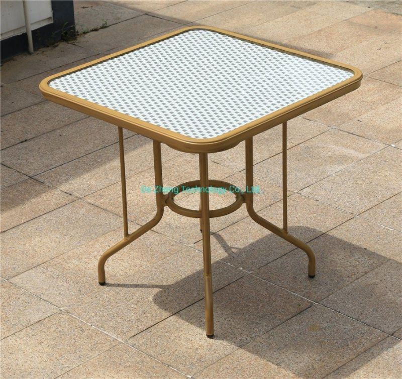 Hot Sale Outdoor Furniture Garden Aluminum Table with Bamboo-Look Painting Frame for Living Room Coffee Dining Bistro Set