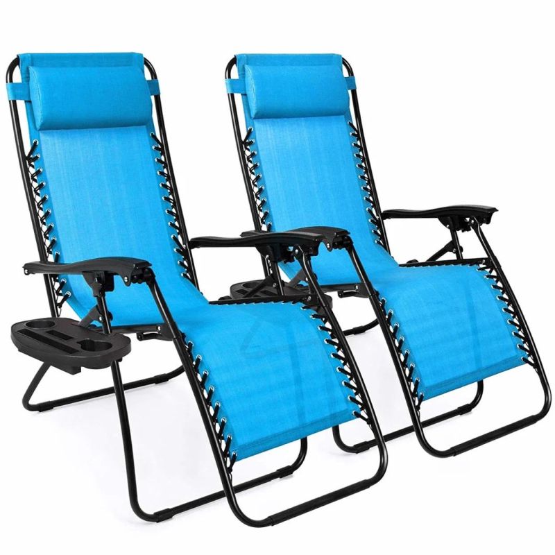 Fmab Zero Gravity Folding Lounge Beach Chairs W/Canopy Magazine Cup Holder