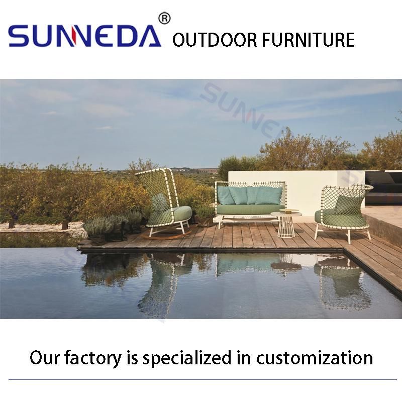 Aluminum Tube Frame Contemporary Luxury Outdoor Sofa with Waterproof Cushion