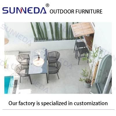 Hotel Villa Dining Table and Handmade Rattan Leisure Chair Rattan Woven Wicker Outdoor Furniture