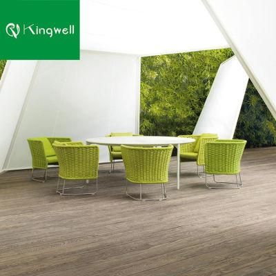 French Bistro Artificial Marble Table with Stainless Steel Rope Chair