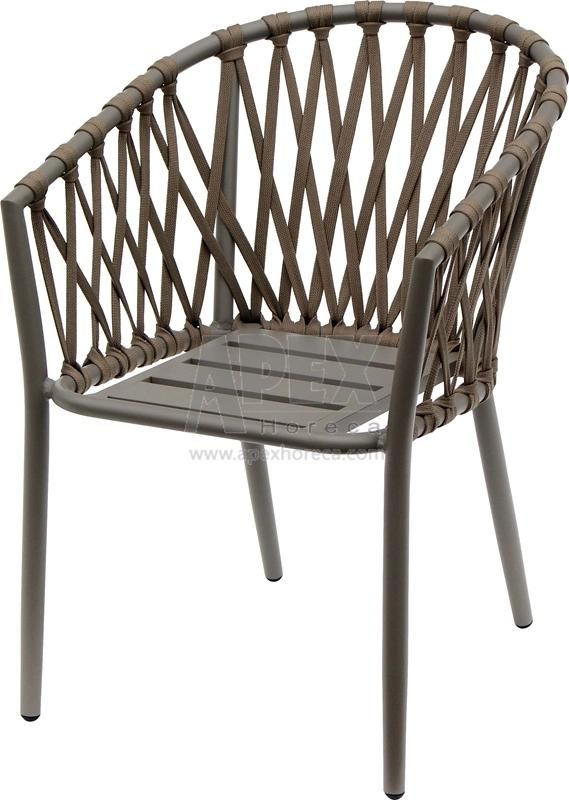Patio Stackable Exterior Aluminum Rope Dining Chair Furniture