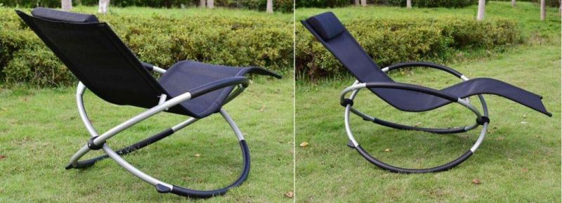 Outdoor Garden Leisure Floor Rocking Chair Armchair with Metal Frame for Adults