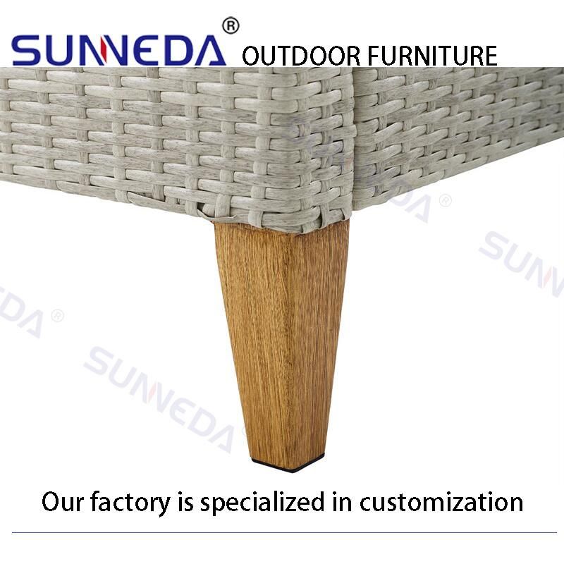 Nordic Style Outdoor Chair Aluminum Rattan Wicker Woven Sofa Set with Cusion