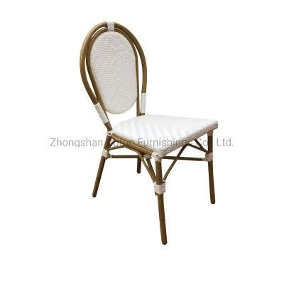 (SP-OC358) Modern Popular PE Rattan Stackable White Aluminium Chair for Garden/Dining