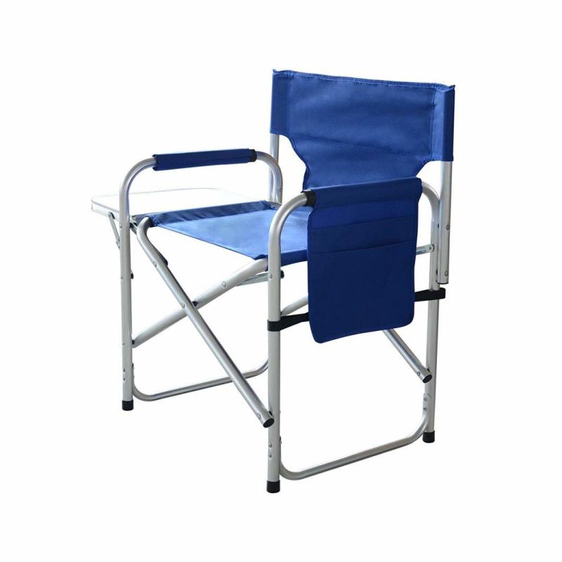 High Quality Metal Frame Director Chair, Folding Chair with Side Table for Mug, Beach Chair for Fishing and Camping