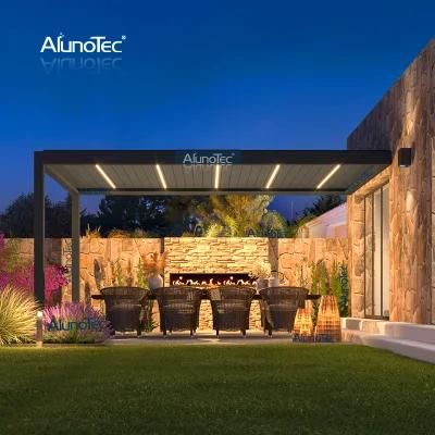AlunoTec Automatic Spa Louvered Pergola Patio Durable Remote Pergolas Luxury Outdoor Gazebo with Led Light