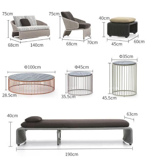 Outdoor Rattan Sofa Combination Furniture Garden Table and Chair
