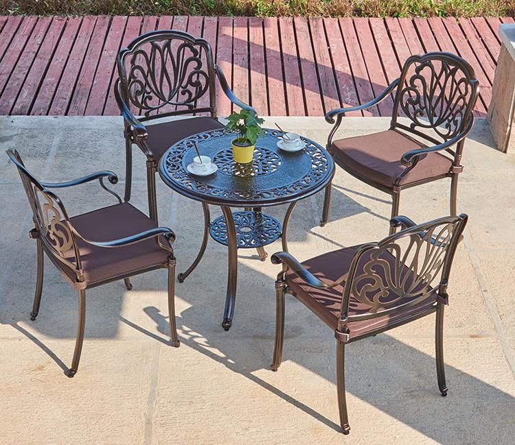 Diameter 80cm Antique Cast Aluminum Patio Dining Set Furniture Outdoor