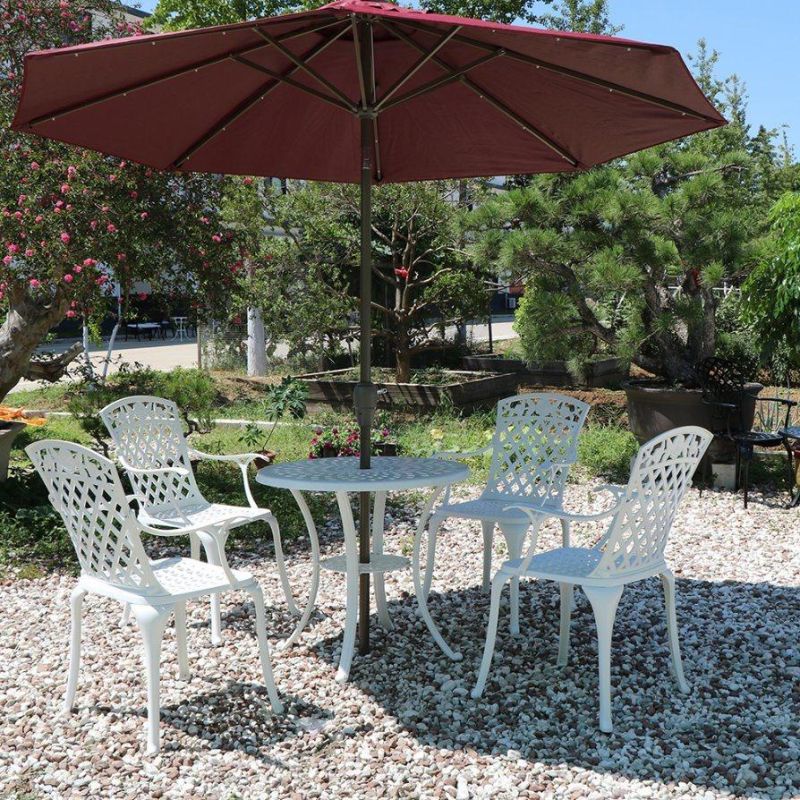 6 Seats Outdoor Dining Table Set Aluminium Outdoor Round Table Garden Table Furniture