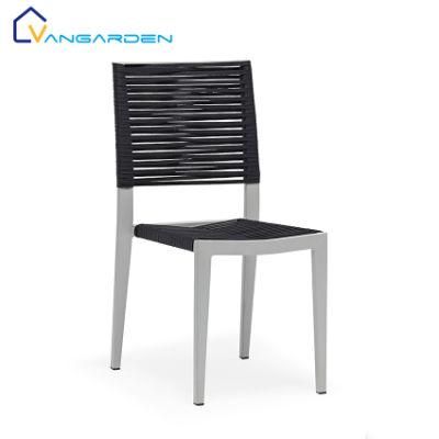 Cn Furniture Outdoor Garden Metal Black Rope Chair Cafe
