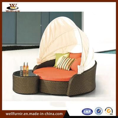 Rattan Outdoor Sunbed Patio Double-Bed P. E Wicker Deck Daybed (WF-360)
