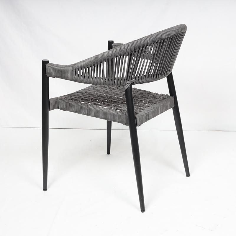 Outdoor Restaurant Black PE Woven Wicker Rattan Dining Chairs Furniture