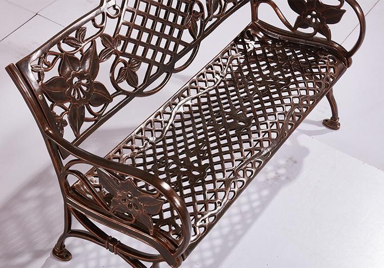 Bronzed Bench Chair Outdoor Cast Aluminum Part Bench Garden Chair