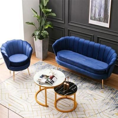 New Design Classic Designer Navy-Blue Velvet Fabric Chesterfield Sofa Set Lounge Couch From Shunde Foshan Furniture Factory