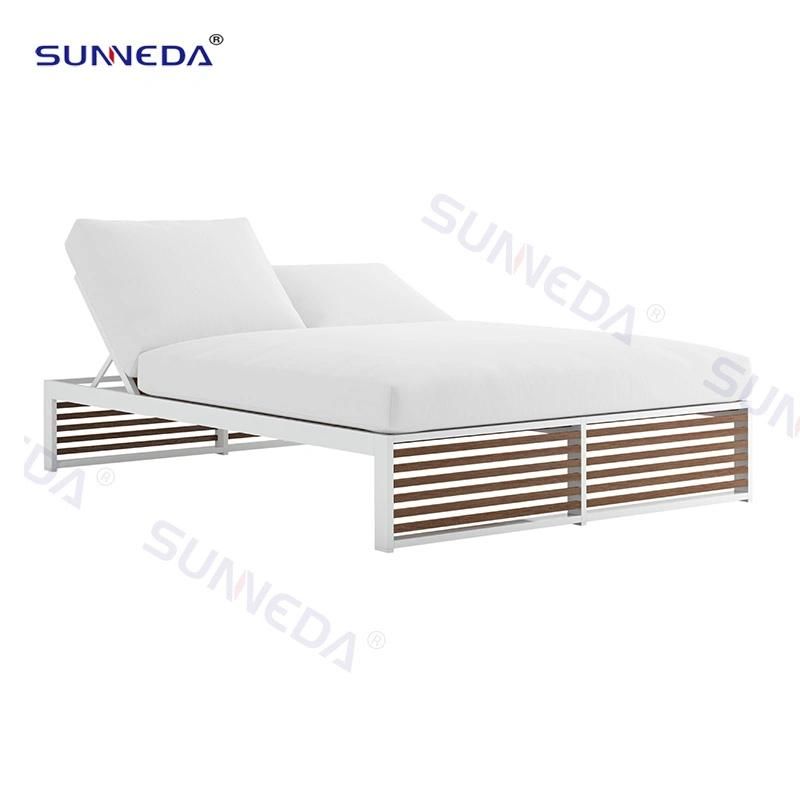 Adjustable Aluminum Frame Furniture Garden Lounger Recumbent Beds with Wheels